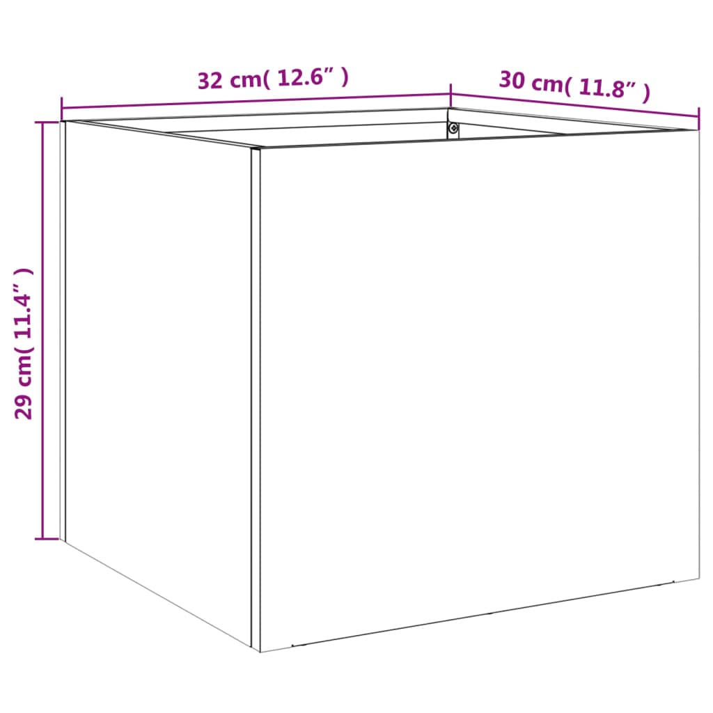 Plantekasser 2 stk svart 32x30x29 cm kaldvalset stål