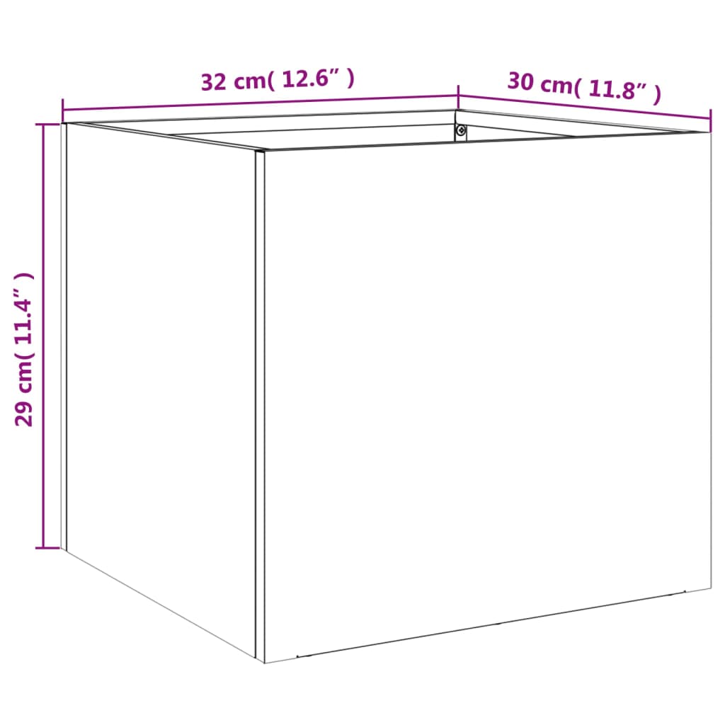 Plantekasser 2 stk antrasitt 32x30x29 cm stål