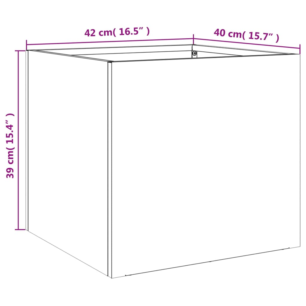 Plantekasser 2 stk antrasitt 42x40x39 cm kaldvalset stål