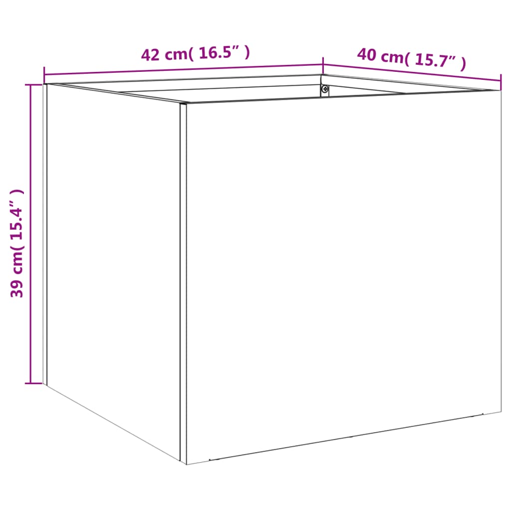 Plantekasser 2 stk sølv 42x40x39 cm rustfritt stål