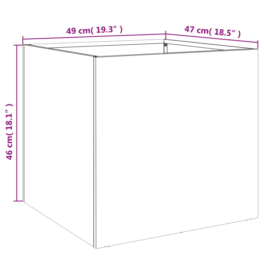 Plantekasser 2 stk antrasitt 49x47x46 cm kaldvalset stål