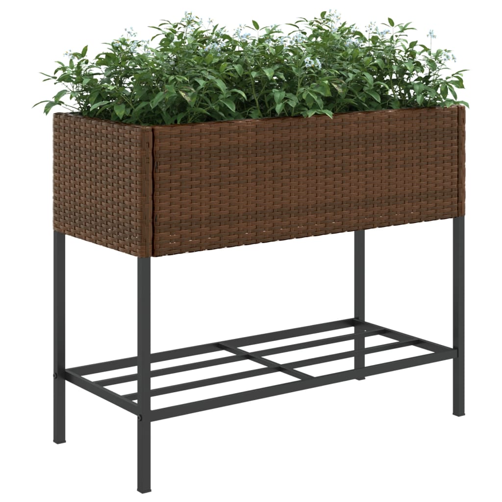 Plantekasser med hylle 2 stk brun 90x40x75 cm polyrotting