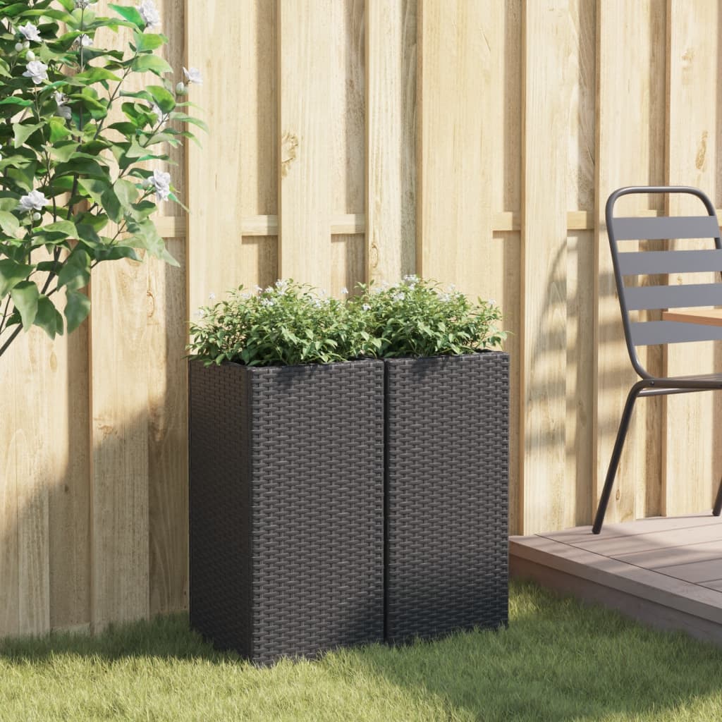 Plantekasser 2 stk svart 30x30x60 cm polyrotting