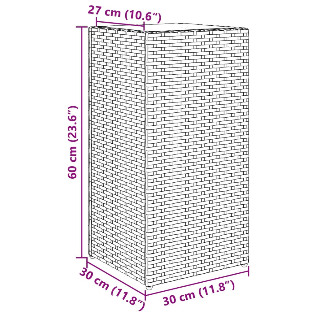 Plantekasser 2 stk svart 30x30x60 cm polyrotting