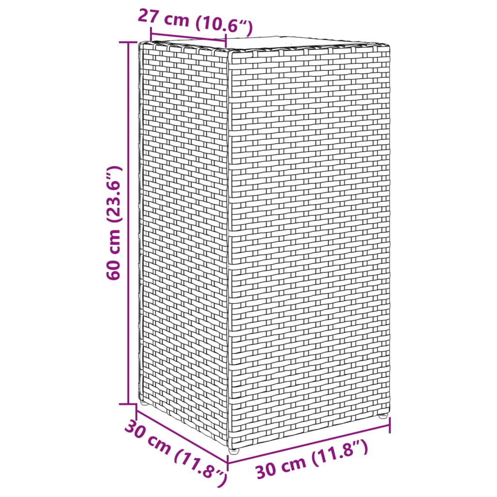 Plantekasser 2 stk brun 30x30x60 cm polyrotting