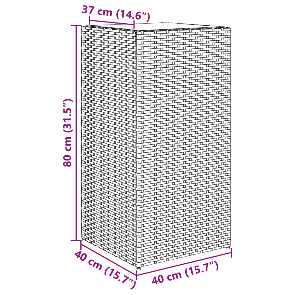 Plantekasser 2 stk svart 40x40x80 cm polyrotting