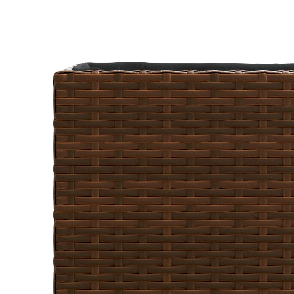 Plantekasser med 3 potter 2 stk brun 105x30x32 cm polyrotting