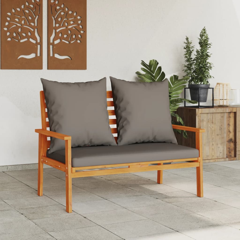 Hagebenk med pute 120 cm heltre akasie