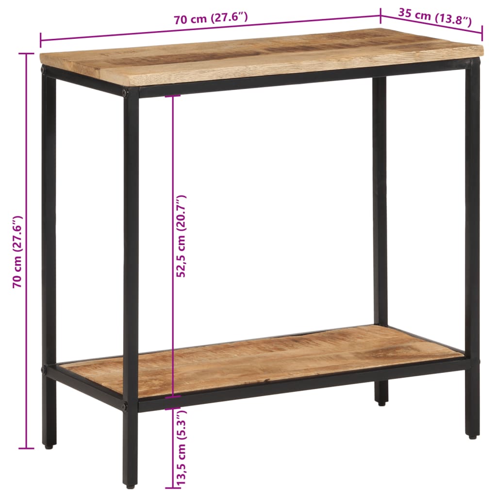 Konsollbord 70x35x70 cm grovt heltre mangotre