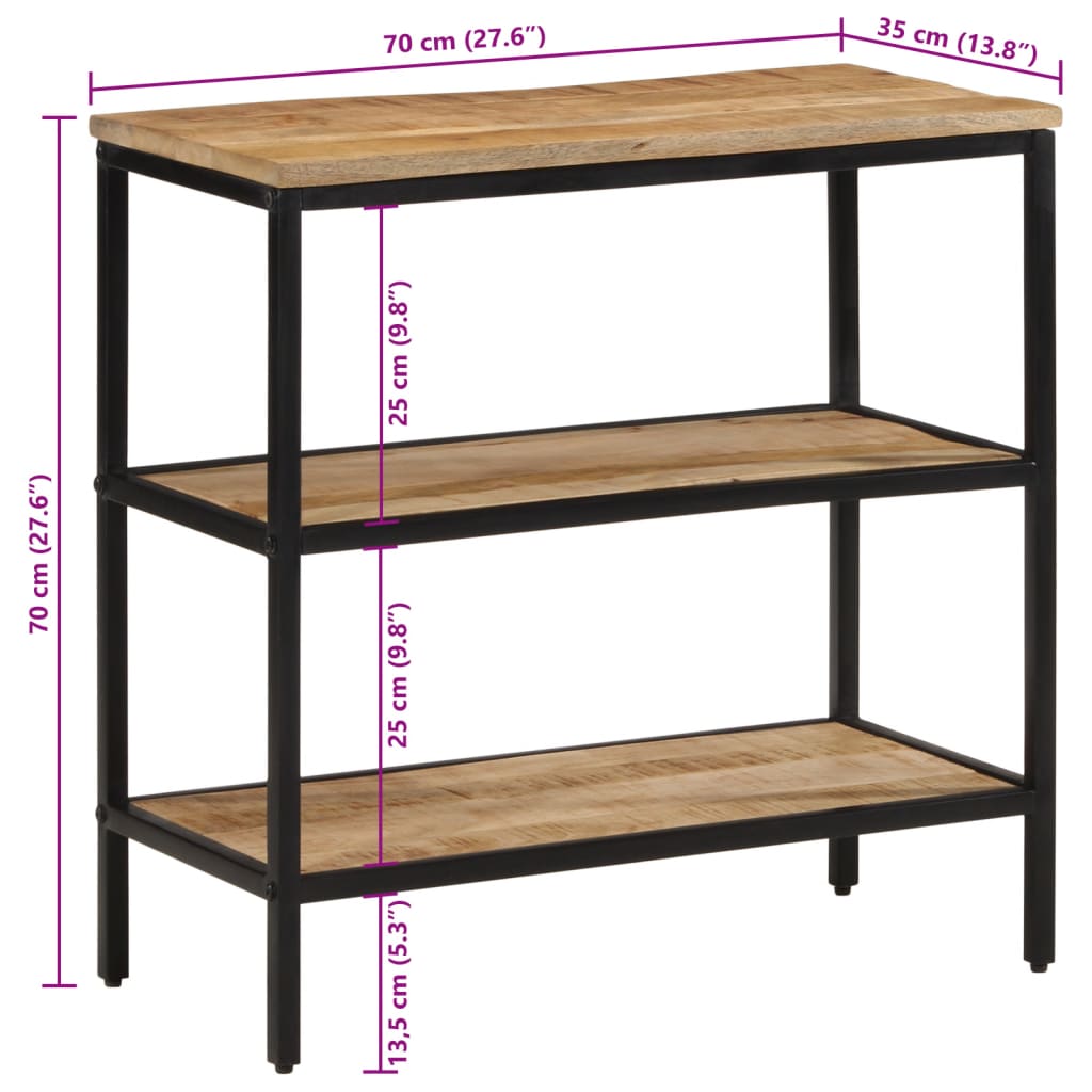 Konsollbord 70x35x70 cm grovt heltre mangotre