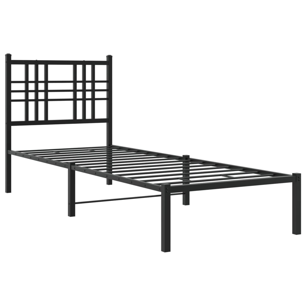 Sengeramme i metall med hodegavl svart 75x190 cm