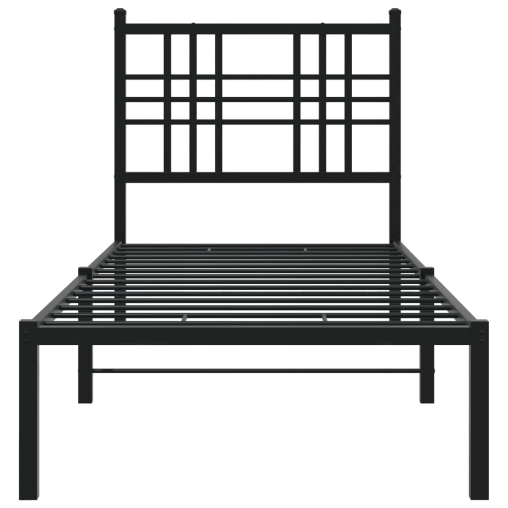 Sengeramme i metall med hodegavl svart 75x190 cm
