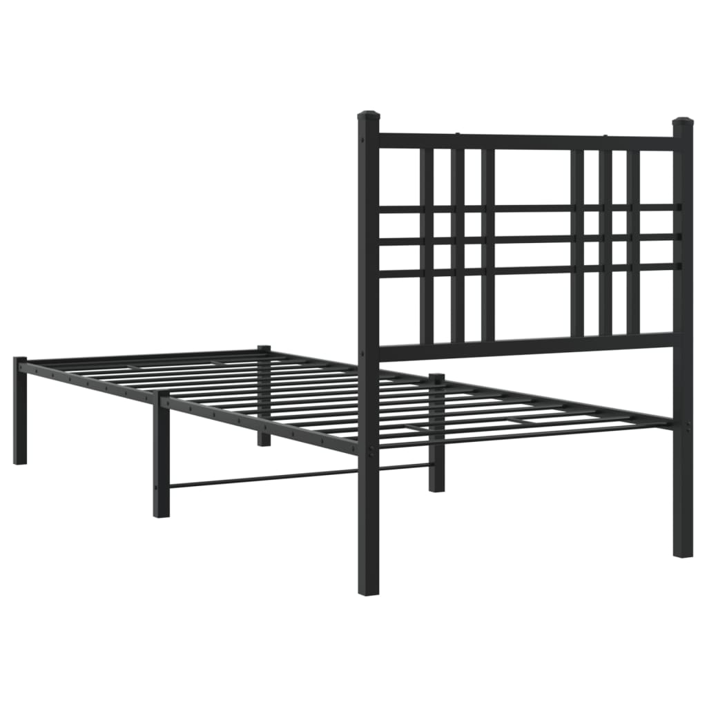 Sengeramme i metall med hodegavl svart 75x190 cm