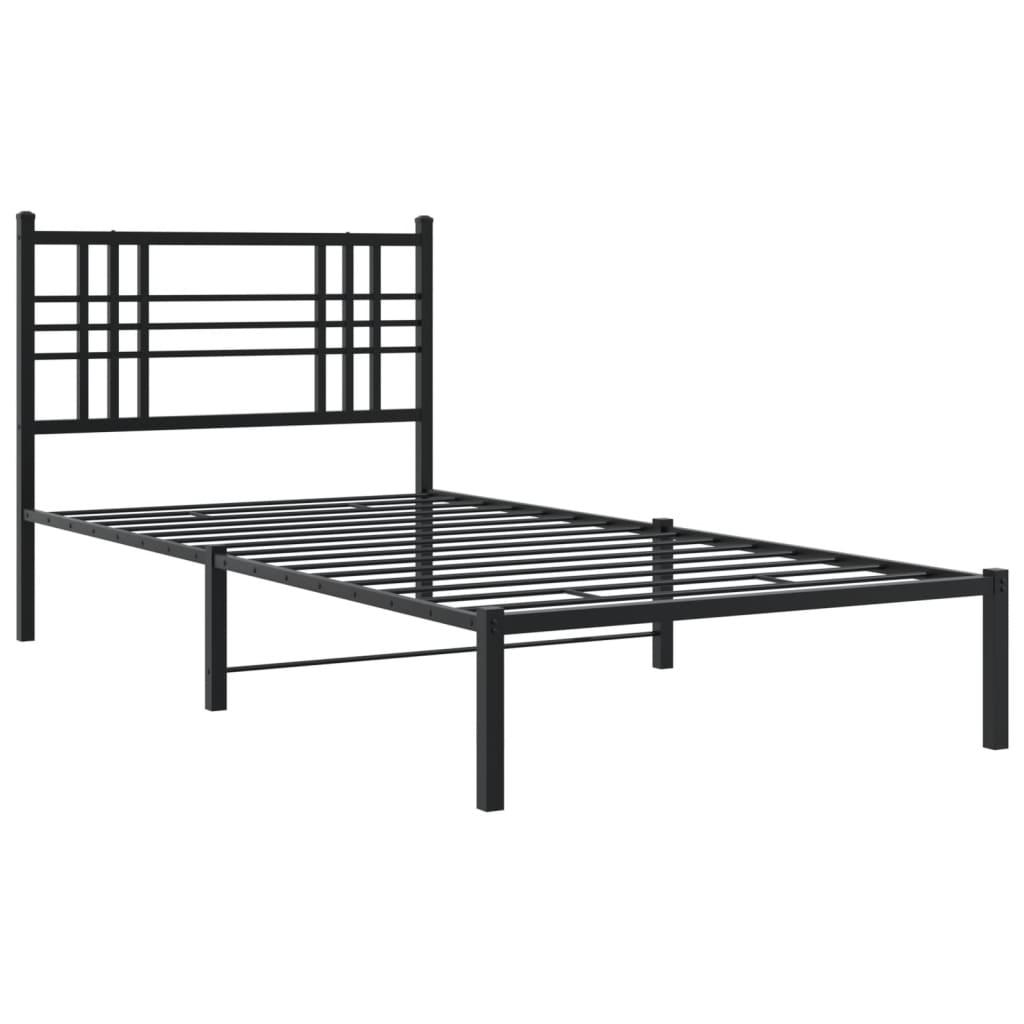 Sengeramme i metall med hodegavl svart 90x190 cm