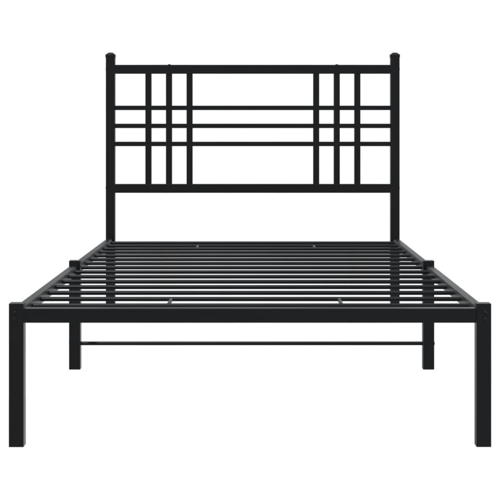 Sengeramme i metall med hodegavl svart 90x190 cm