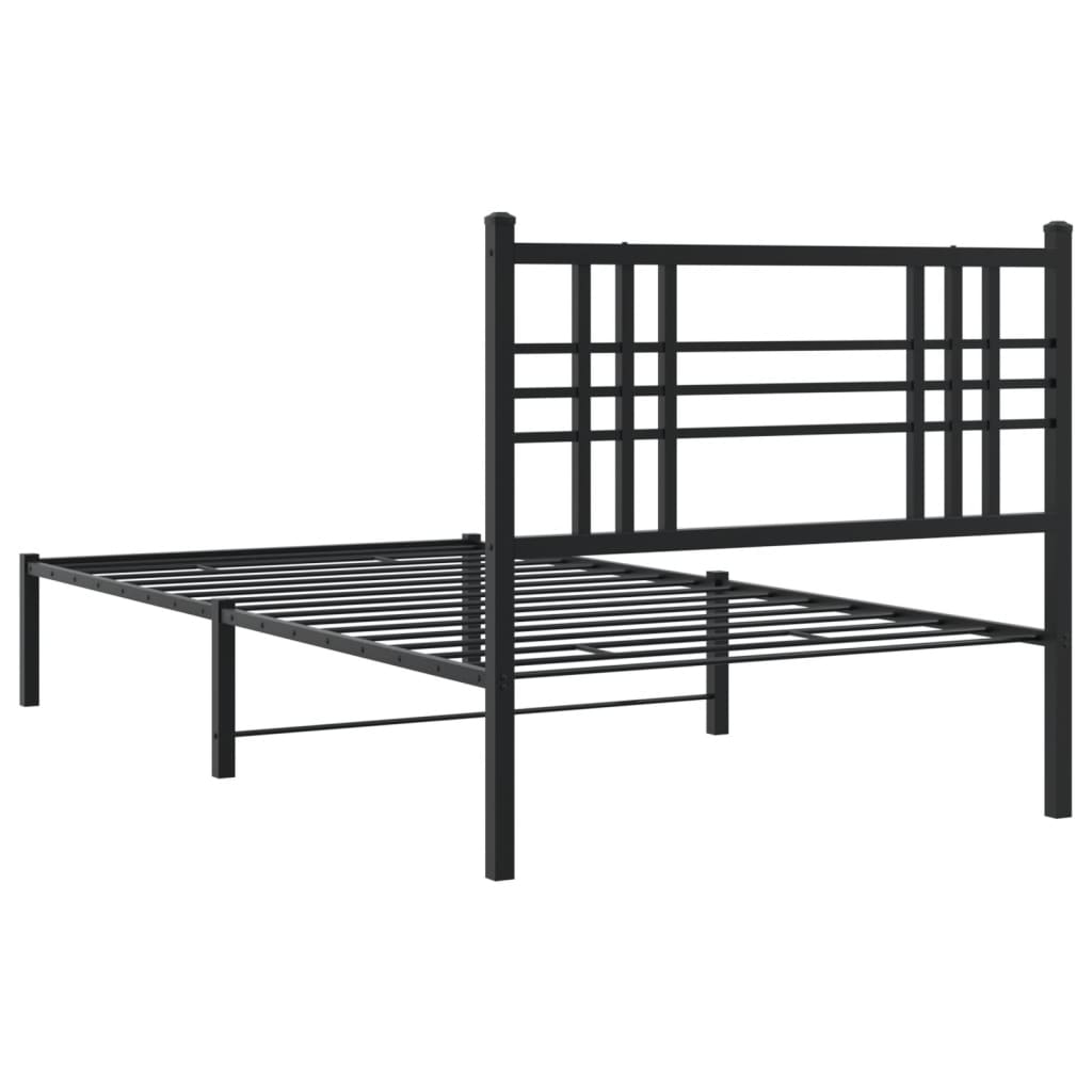 Sengeramme i metall med hodegavl svart 90x190 cm