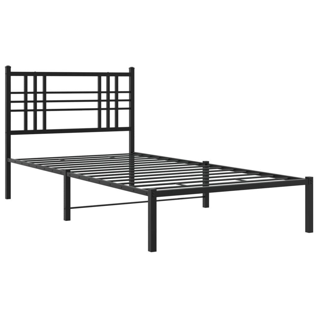 Sengeramme i metall med hodegavl svart 90x200 cm