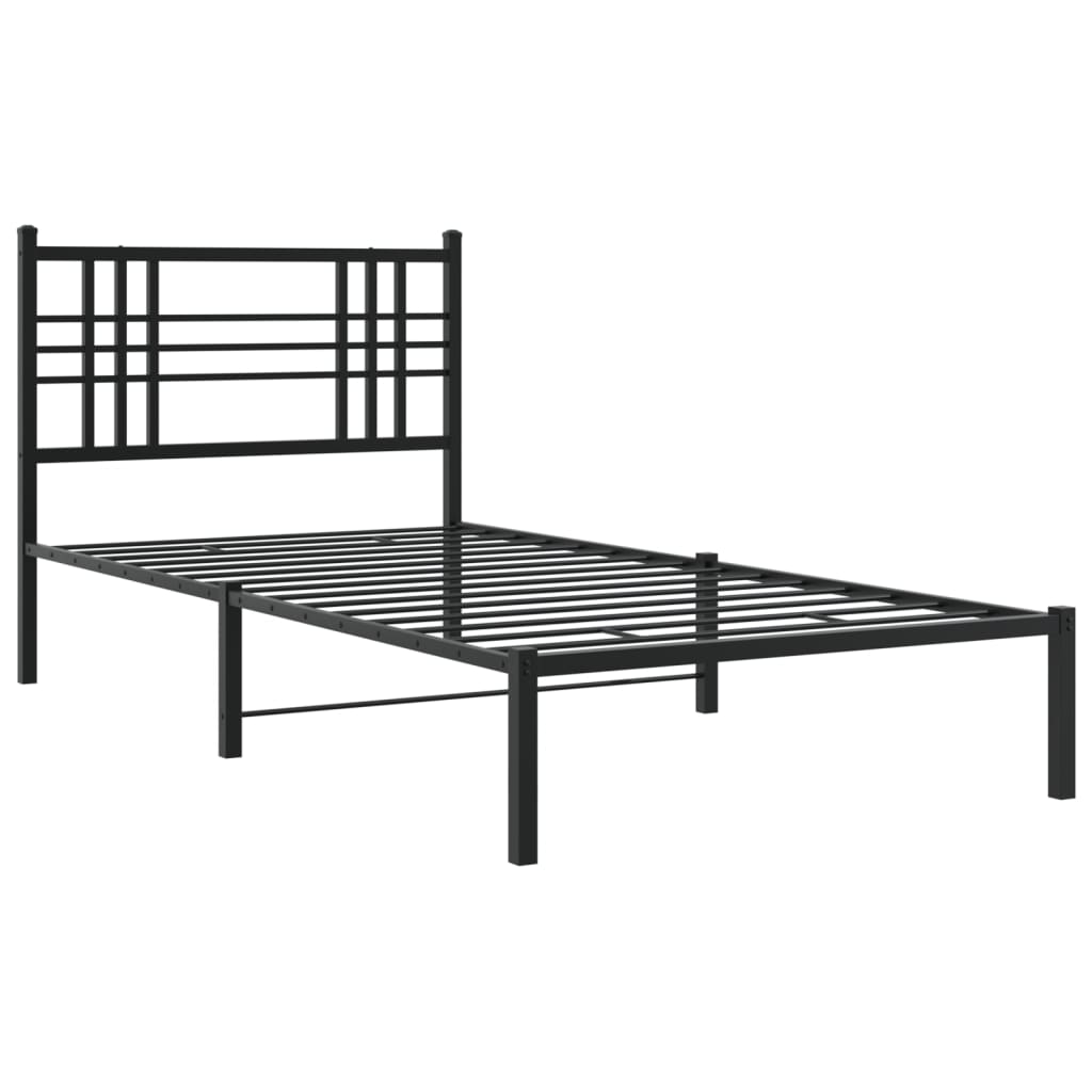 Sengeramme i metall med hodegavl svart 100x190 cm