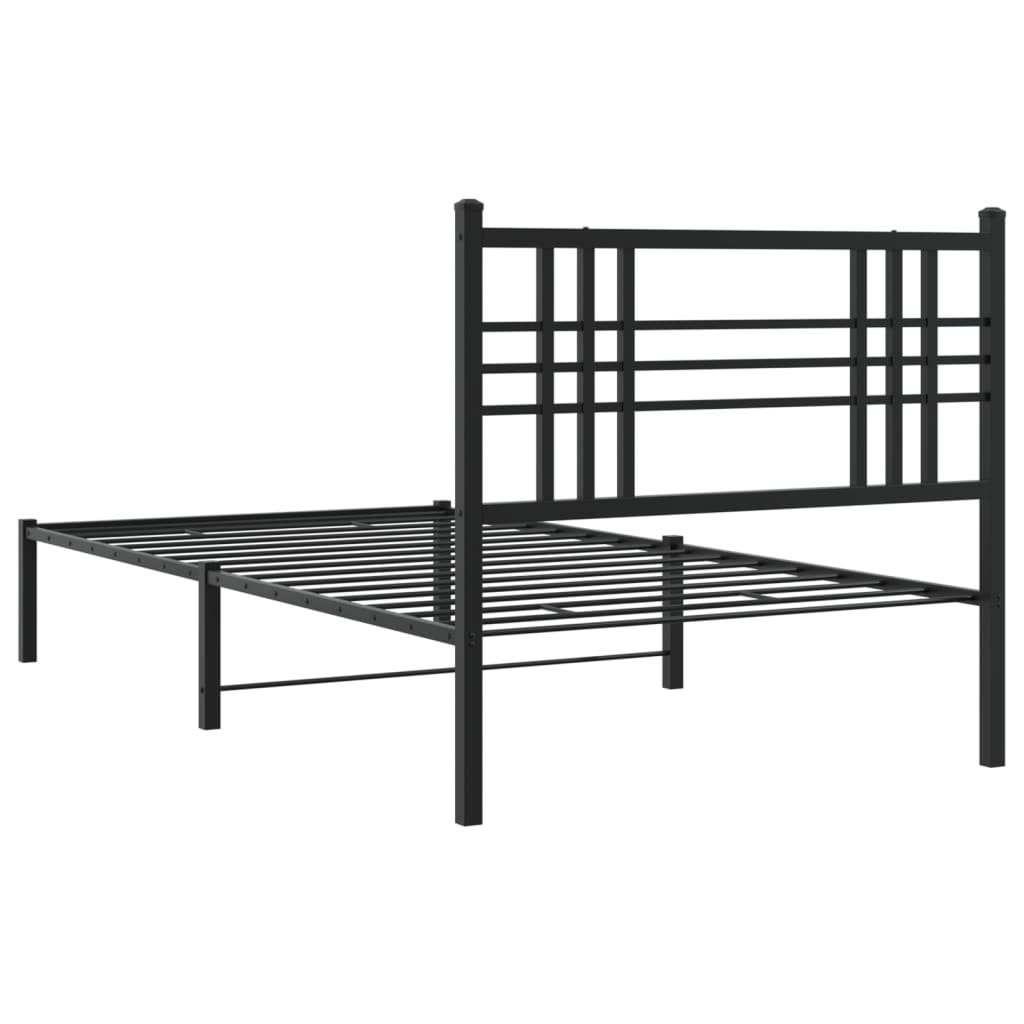 Sengeramme i metall med hodegavl svart 100x190 cm