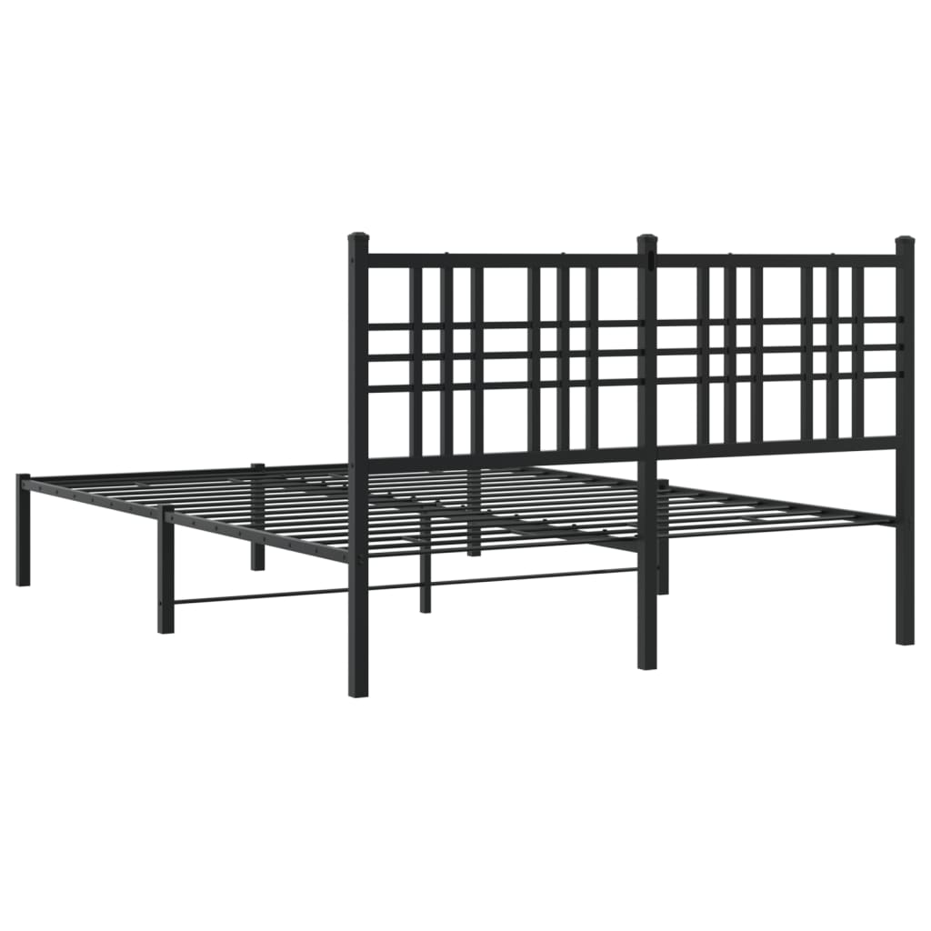 Sengeramme i metall med sengegavl svart 120x200 cm