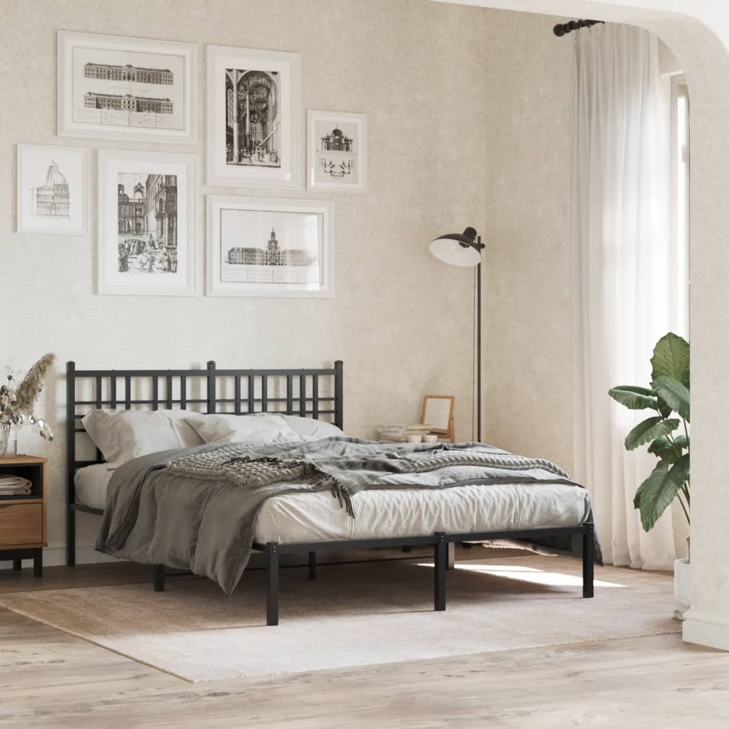 Sengeramme i metall med hodegavl svart 140x190 cm