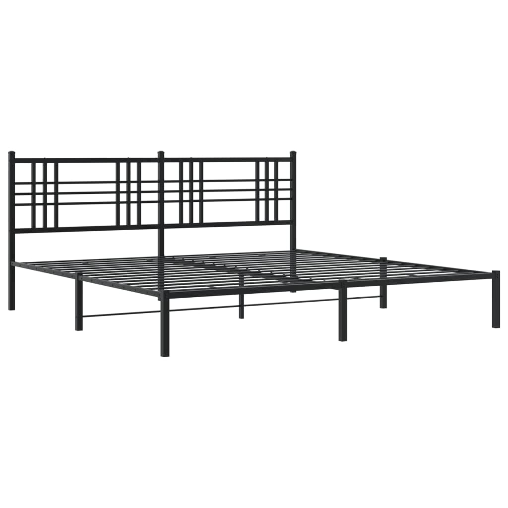 Sengeramme i metall med sengegavl svart 183x213 cm