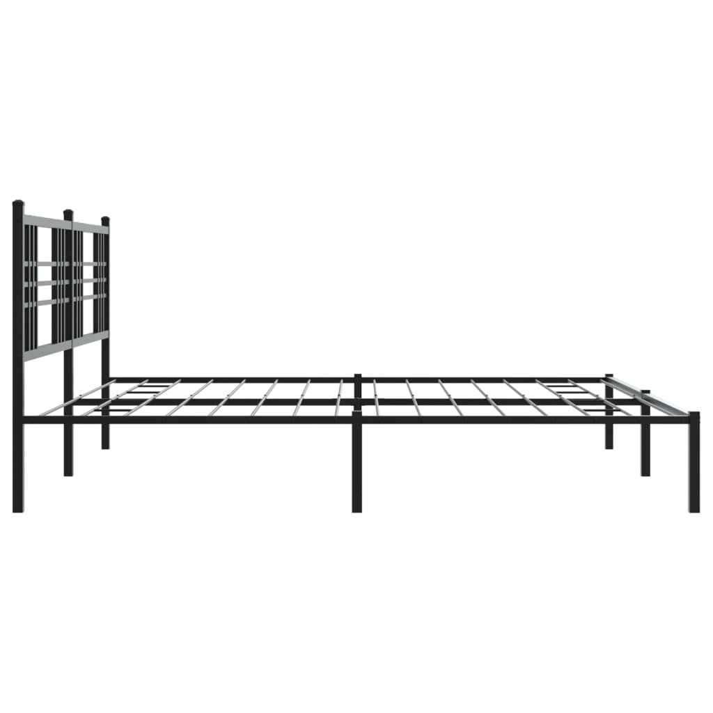 Sengeramme i metall med sengegavl svart 183x213 cm