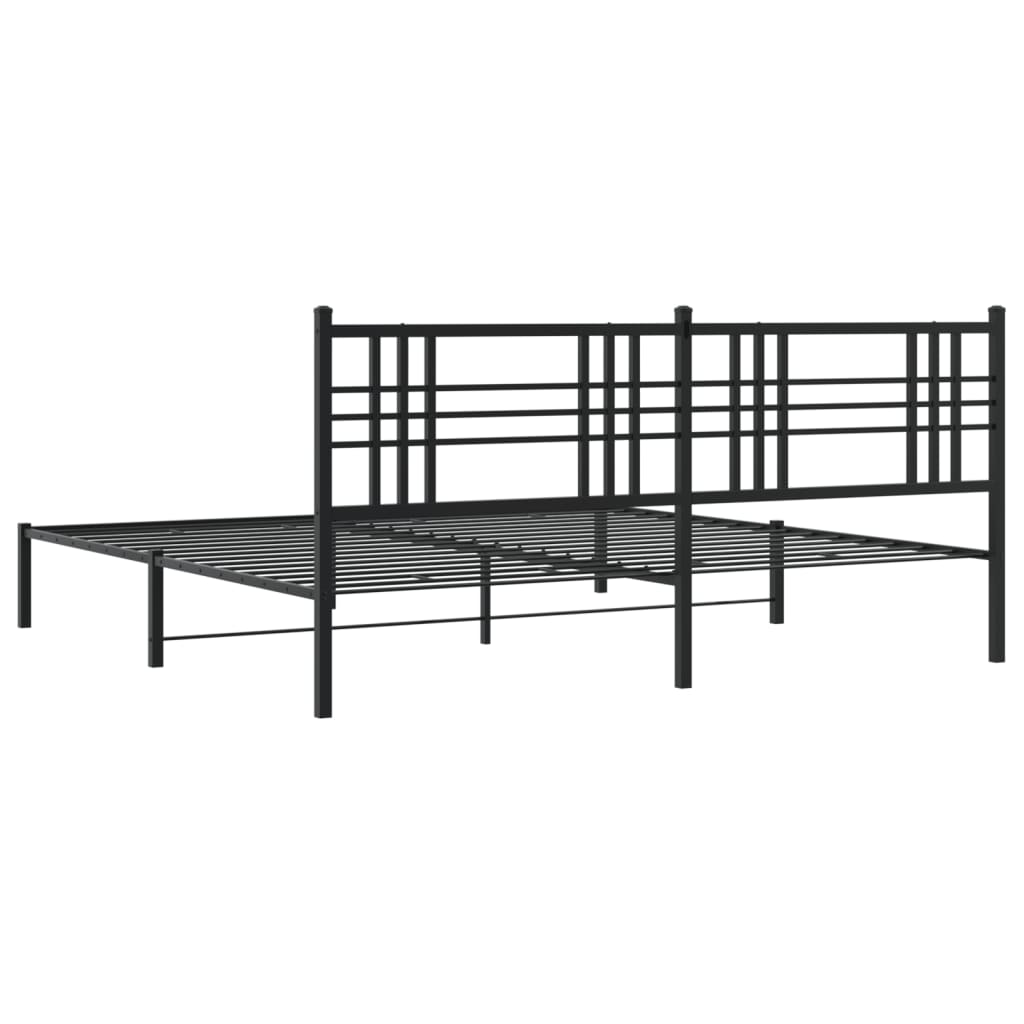 Sengeramme i metall med sengegavl svart 183x213 cm