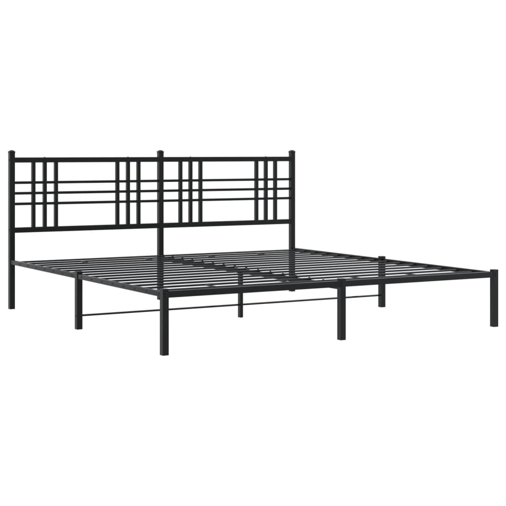 Sengeramme i metall med sengegavl svart 193x203 cm