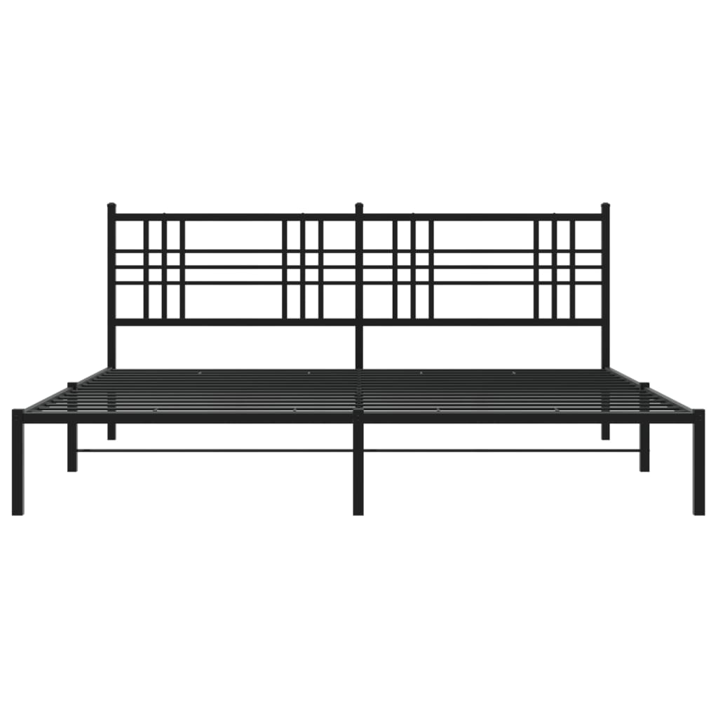 Sengeramme i metall med sengegavl svart 193x203 cm