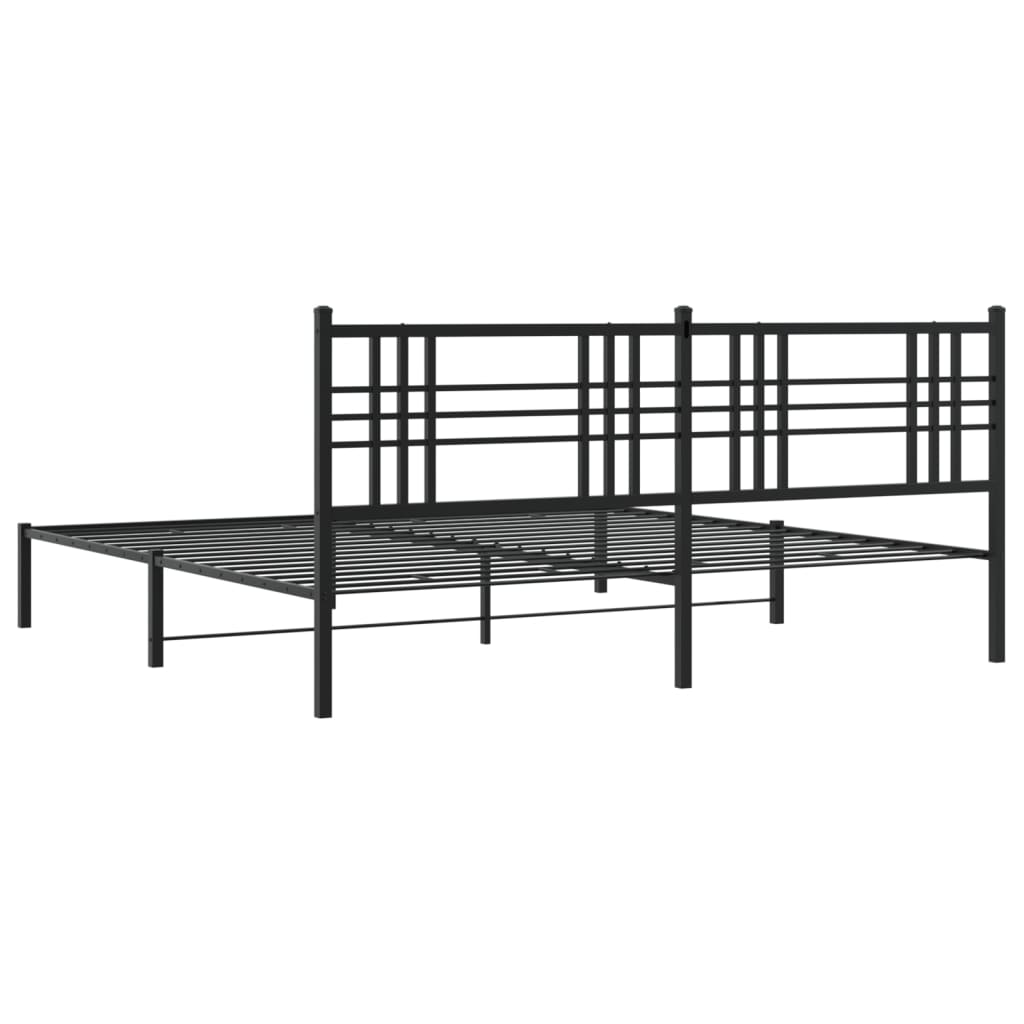 Sengeramme i metall med sengegavl svart 193x203 cm
