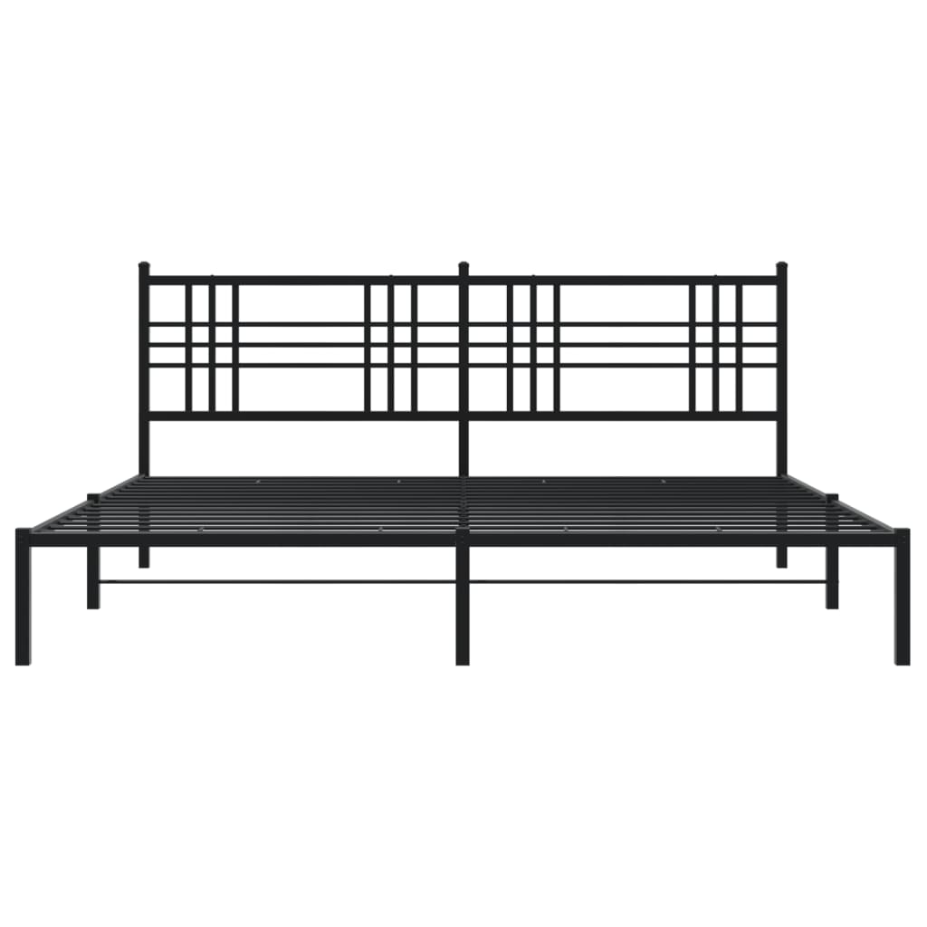 Sengeramme i metall med sengegavl svart 200x200 cm