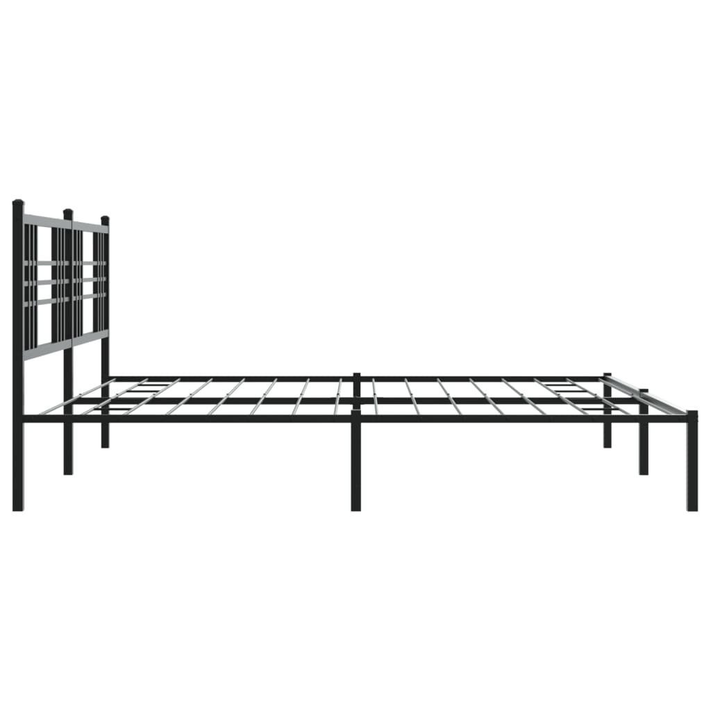 Sengeramme i metall med sengegavl svart 200x200 cm