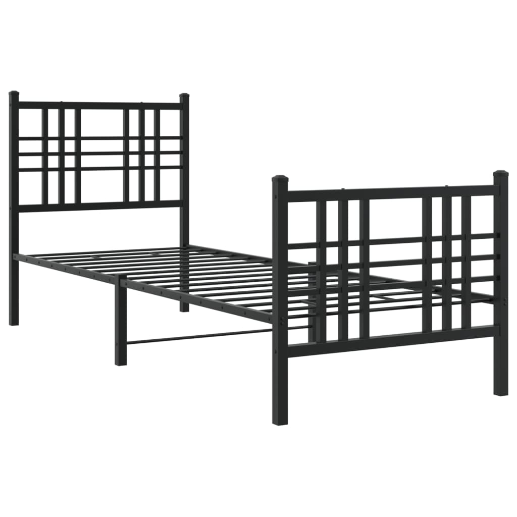 Sengeramme i metall med hode- og fotgavl svart 80x200 cm
