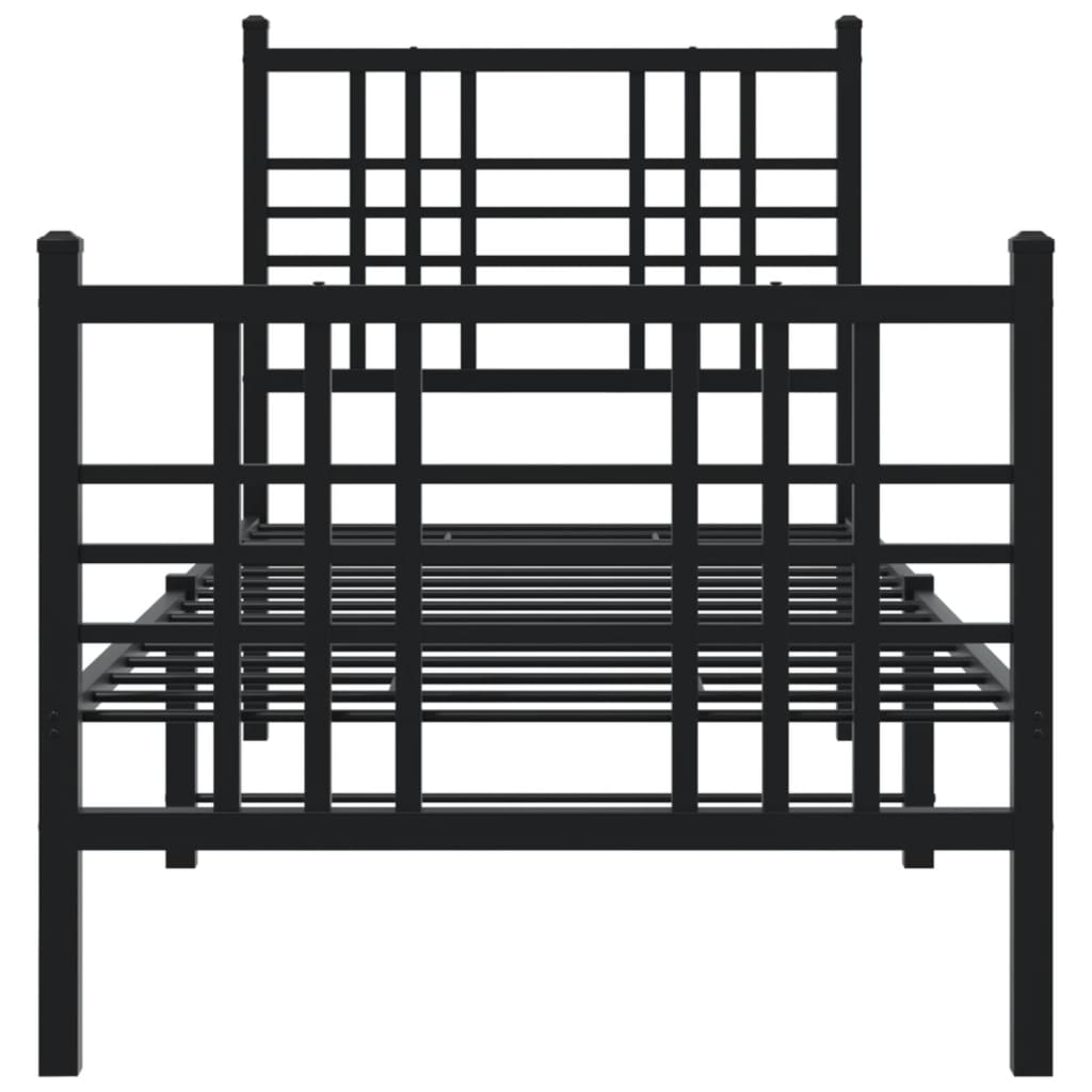 Sengeramme i metall med hode- og fotgavl svart 80x200 cm