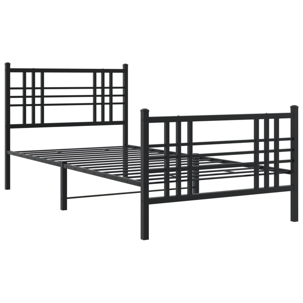 Sengeramme i metall med hode- og fotgavl svart 100x190 cm