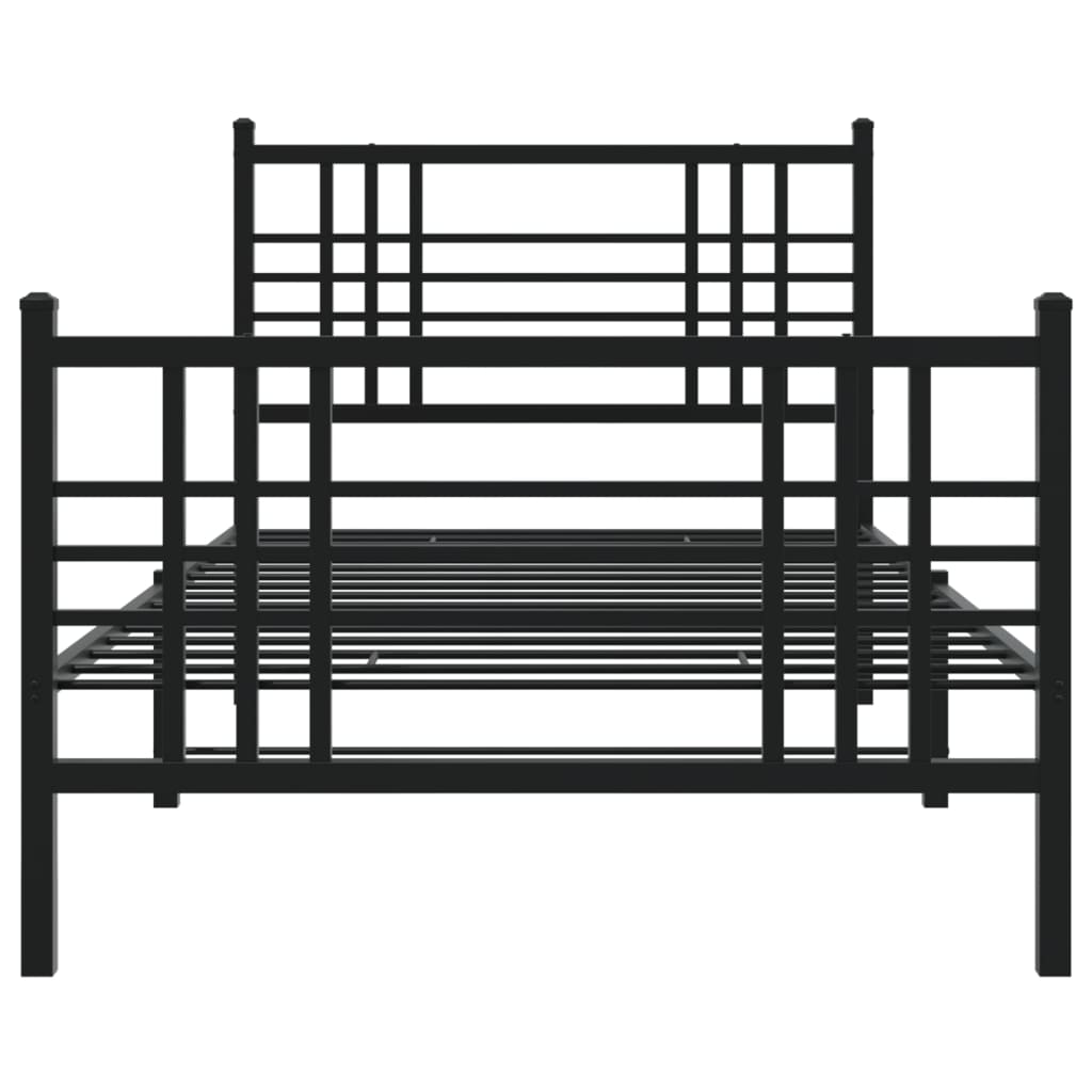 Sengeramme i metall med hode- og fotgavl svart 100x190 cm