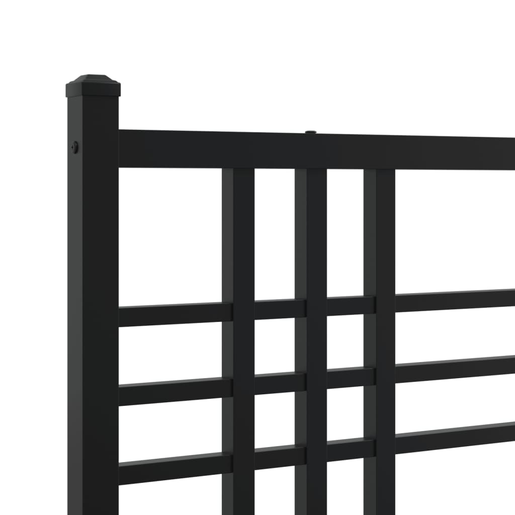 Sengeramme i metall med hode- og fotgavl svart 100x190 cm