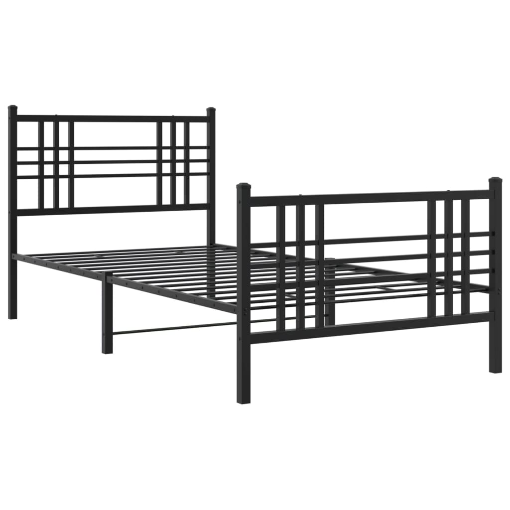 Sengeramme i metall med hode- og fotgavl svart 107x203 cm