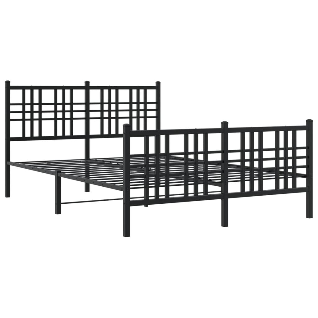 Sengeramme i metall med hode- og fotgavl svart 120x190 cm