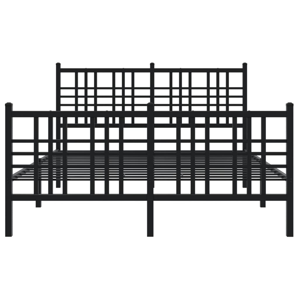 Sengeramme i metall med hode- og fotgavl svart 120x190 cm