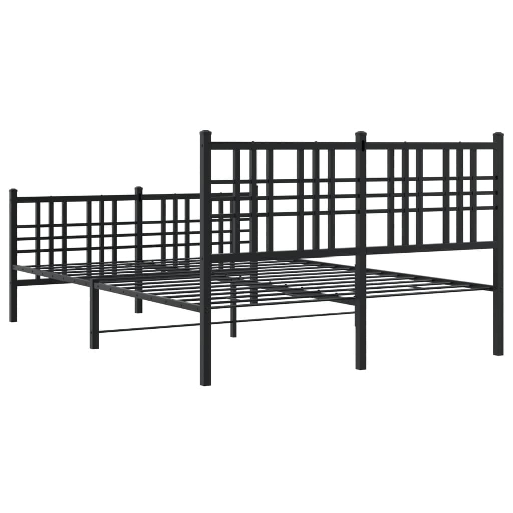 Sengeramme i metall med hode- og fotgavl svart 120x200 cm