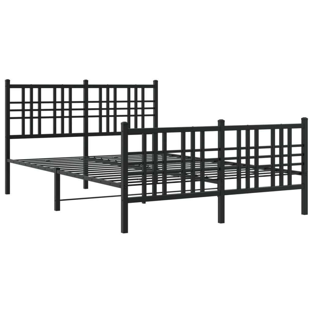 Sengeramme i metall med hode- og fotgavl svart 137x190 cm