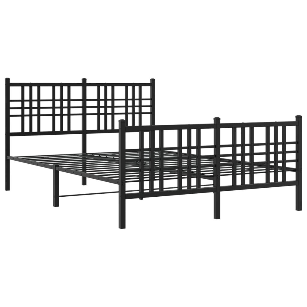 Sengeramme i metall med hode- og fotgavl svart 140x190 cm