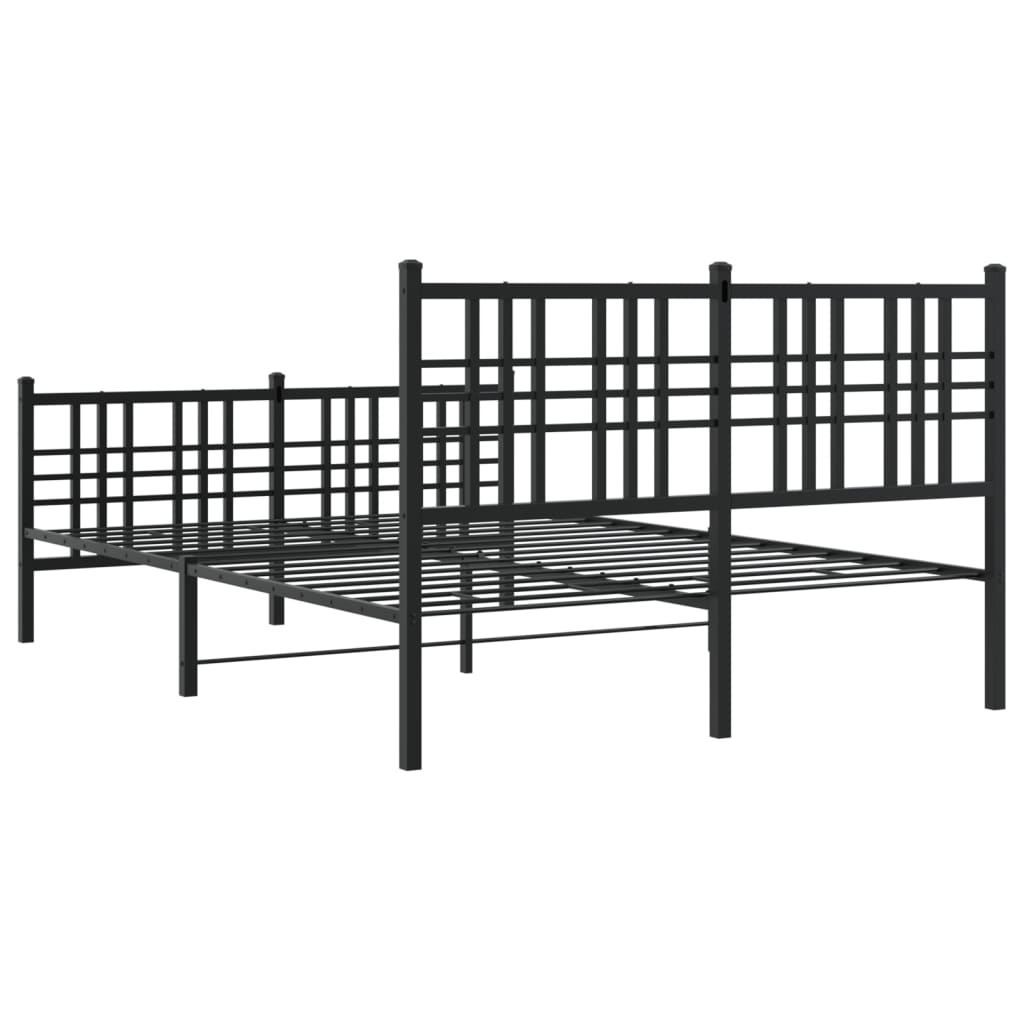 Sengeramme i metall med hode- og fotgavl svart 140x190 cm