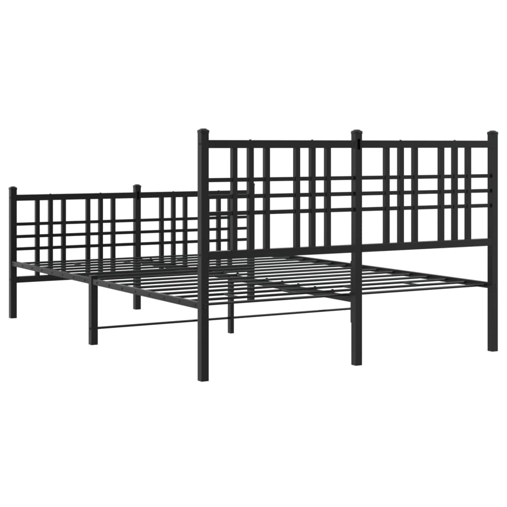 Sengeramme i metall med hode- og fotgavl svart 140x200 cm
