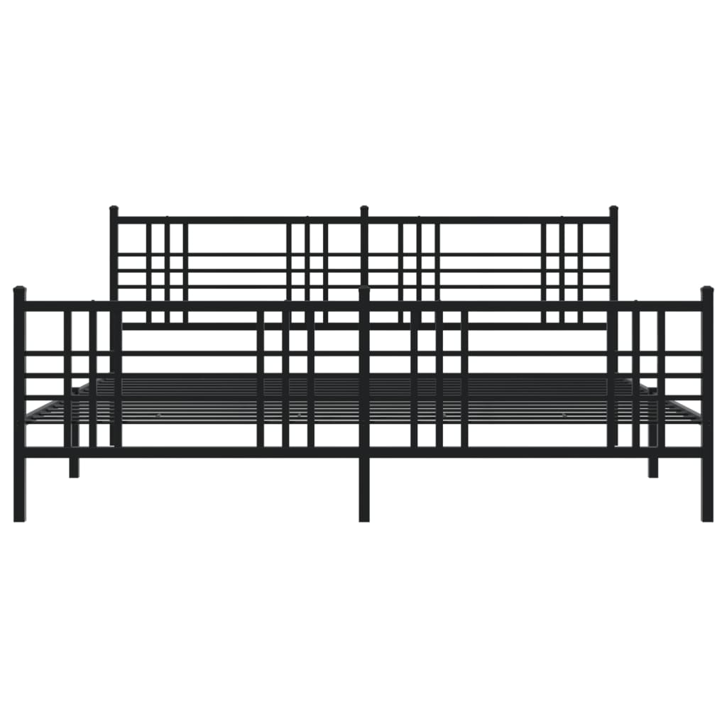 Sengeramme i metall med hode- og fotgavl svart 183x213 cm
