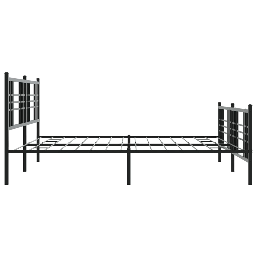 Sengeramme i metall med hode- og fotgavl svart 193x203 cm