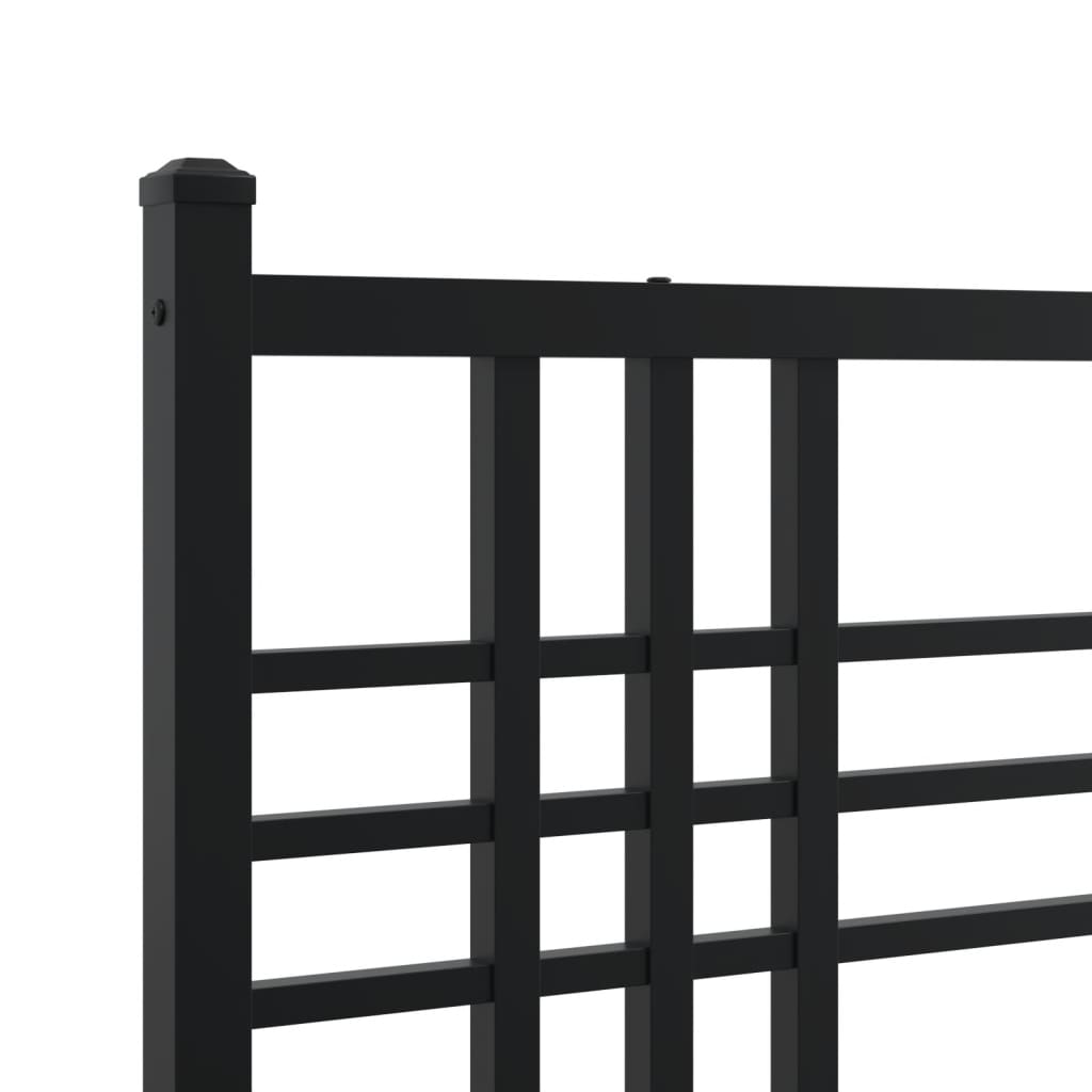 Sengeramme i metall med hode- og fotgavl svart 193x203 cm