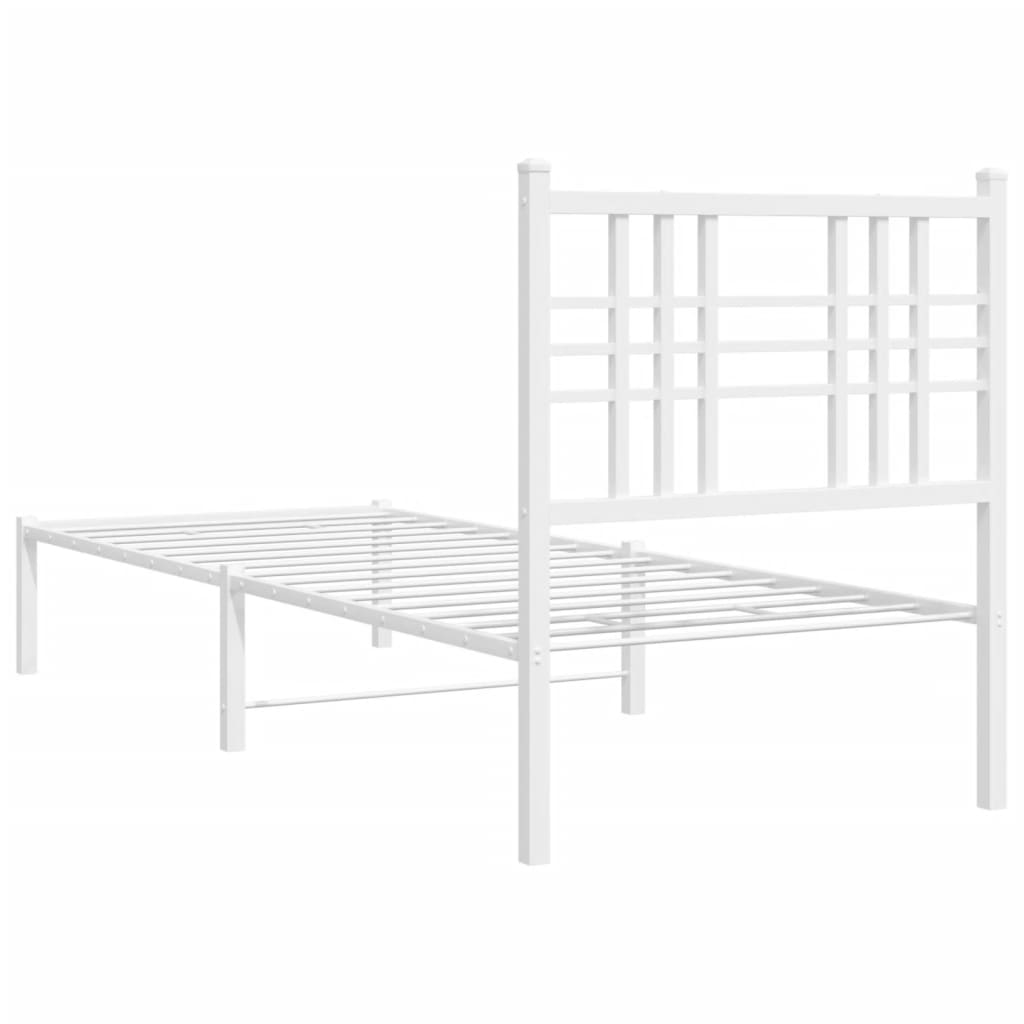 Sengeramme i metall uten madrass med hodegavl hvit 75x190 cm